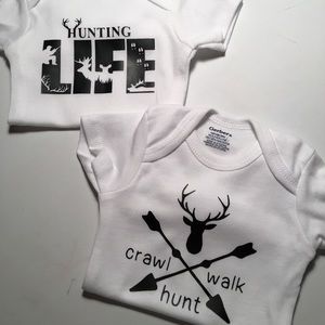 Cute Unisex Hunting Baby Onesie Bundle Lot Set